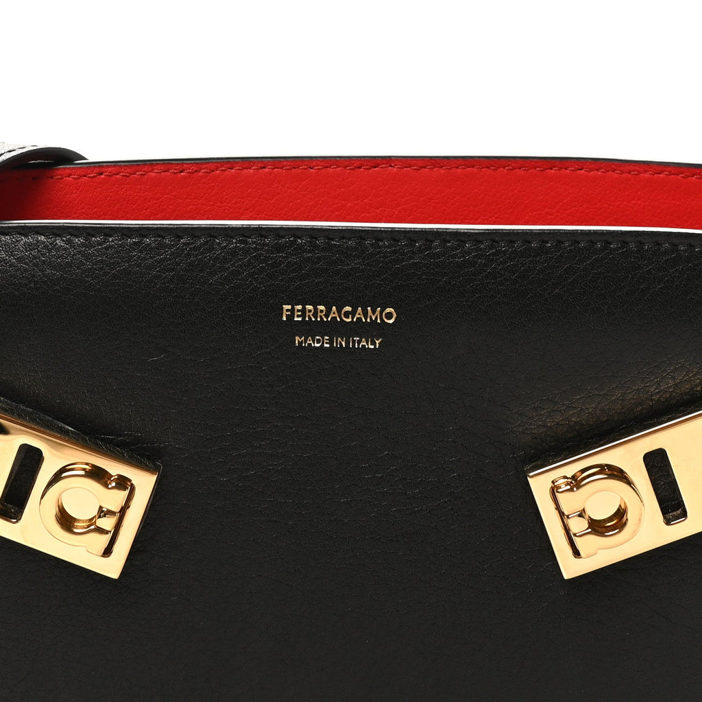 Calfskin Mini Hug Crossbody Bag Black Flame Red