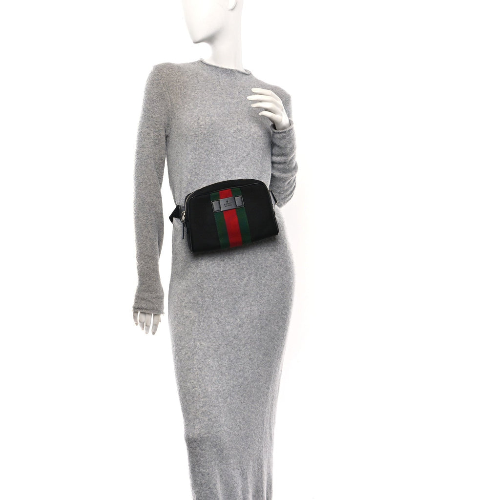 Canvas Web Slim Belt Bag Black