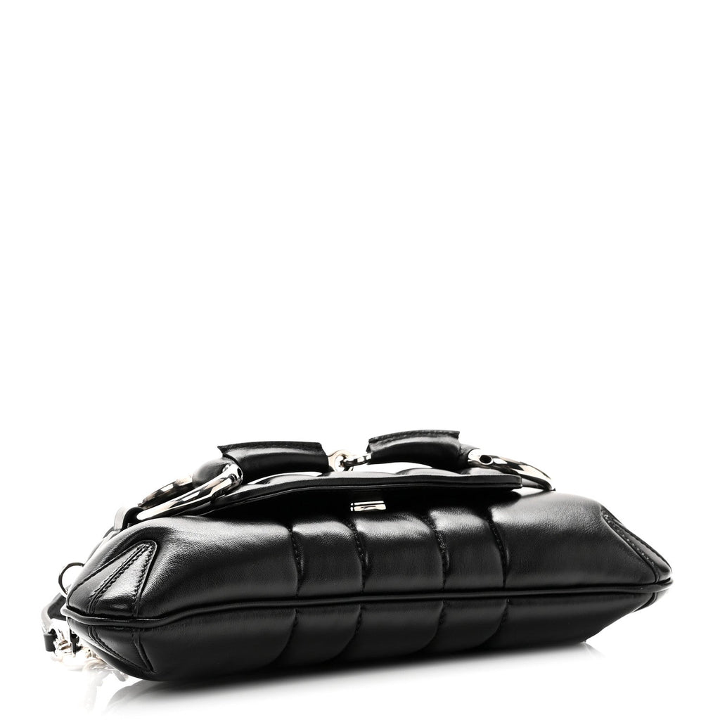 Nappa Vertical Matelasse Small Maxi Horsebit Chain Shoulder Bag Black