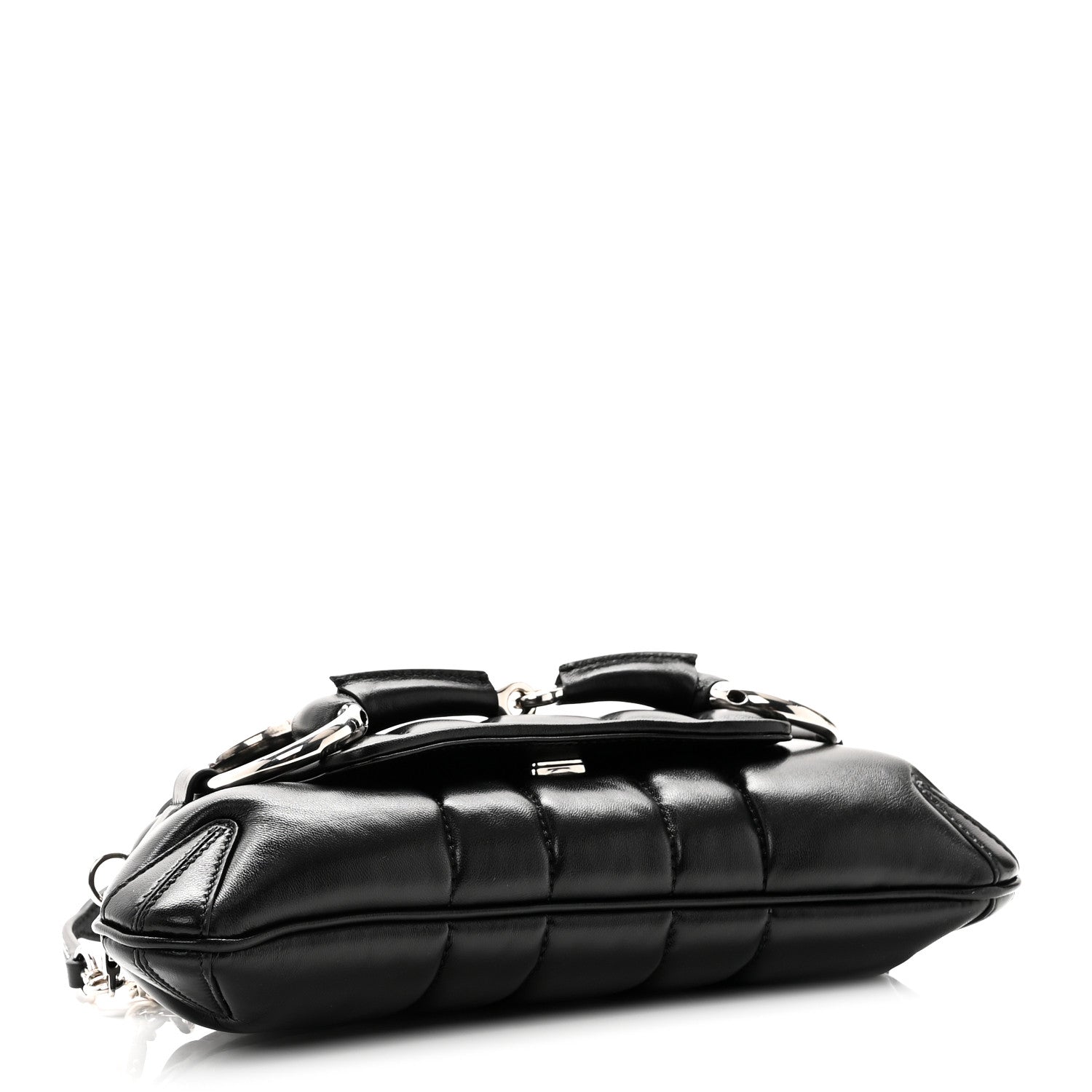Nappa Vertical Matelasse Small Maxi Horsebit Chain Shoulder Bag Black
