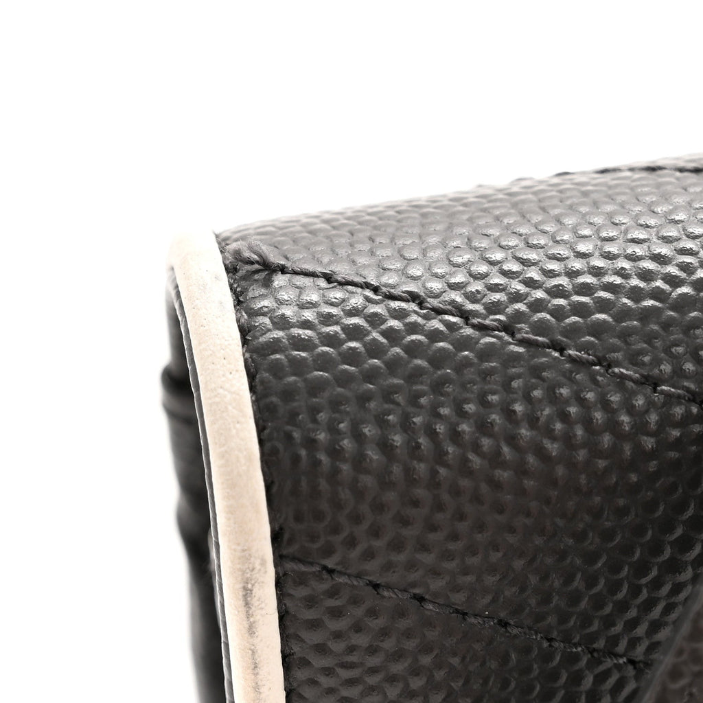 Grain De Poudre Matelasse Chevron Monogram Envelope Chain Wallet Asphalt White