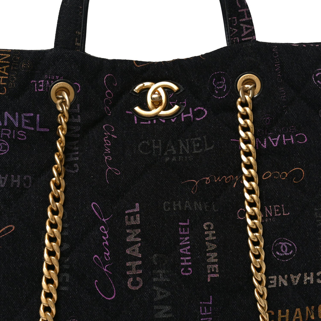 Denim Quilted Denim Mood Maxi Shopping Bag Black Multicolor