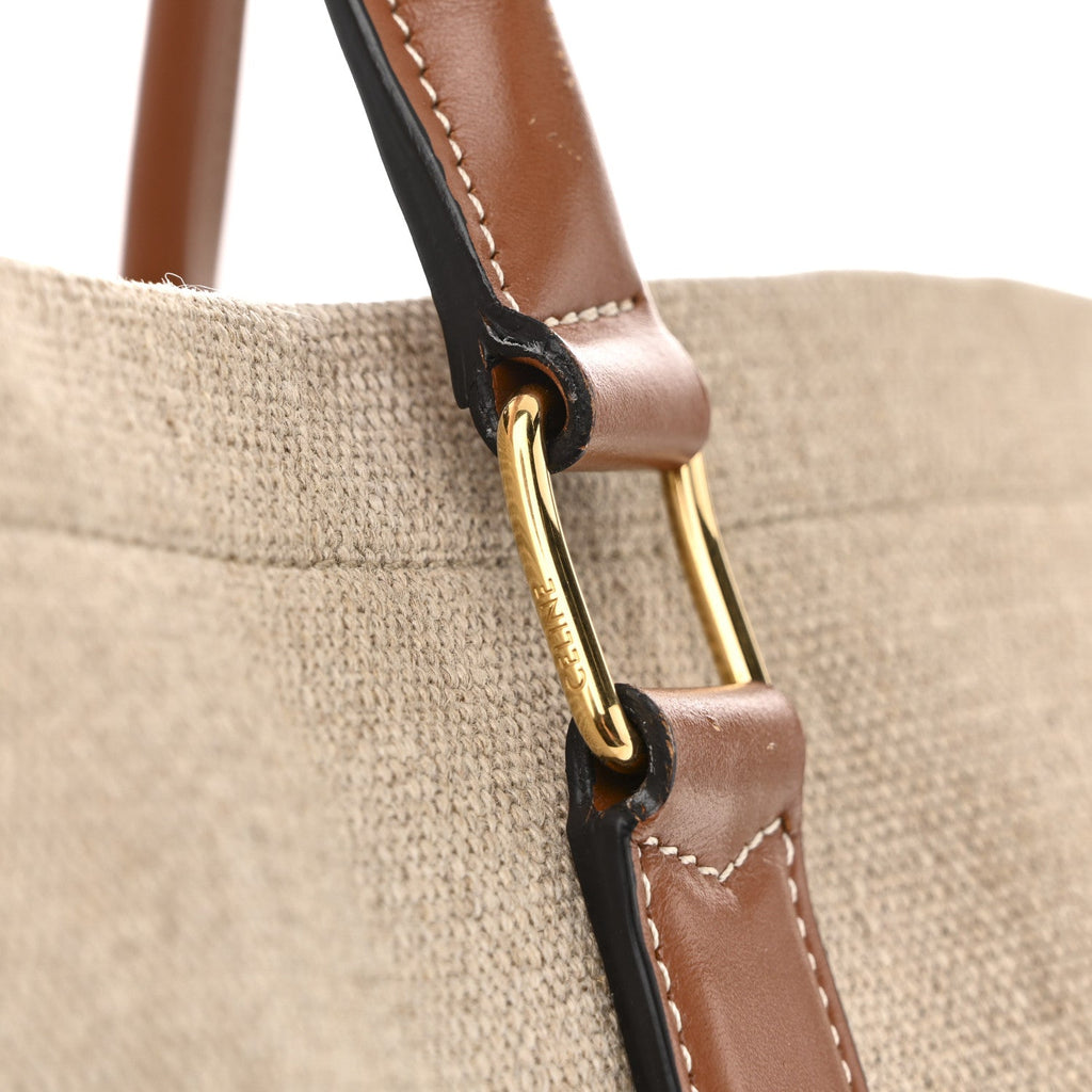 Canvas Calfskin Paris Horizontal Cabas Tan