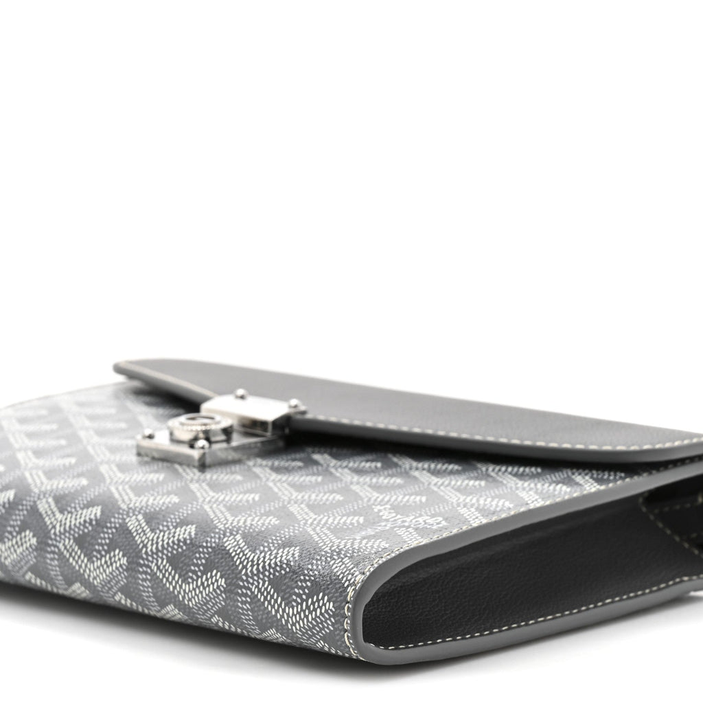 Goyardine Calfskin Chypre Wallet Pouch Grey