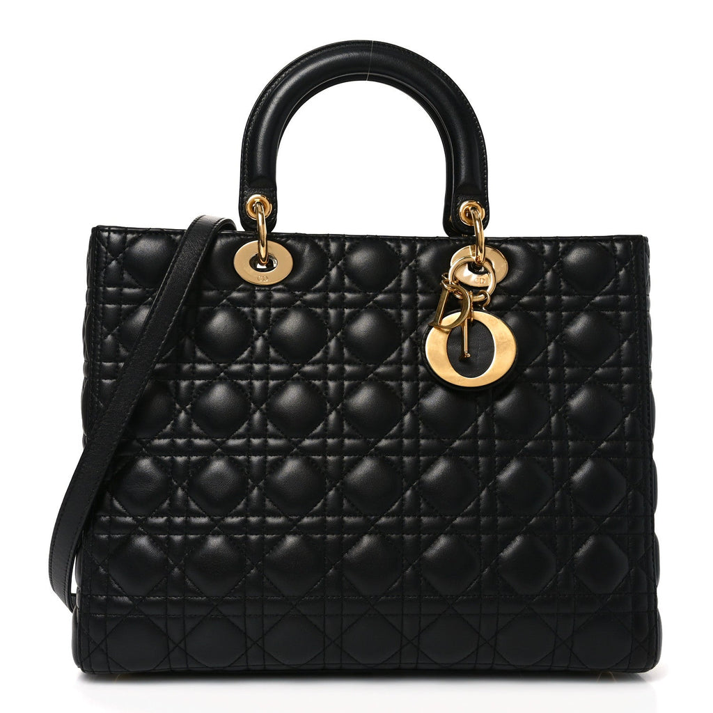 Lambskin Cannage Large Lady Dior Black