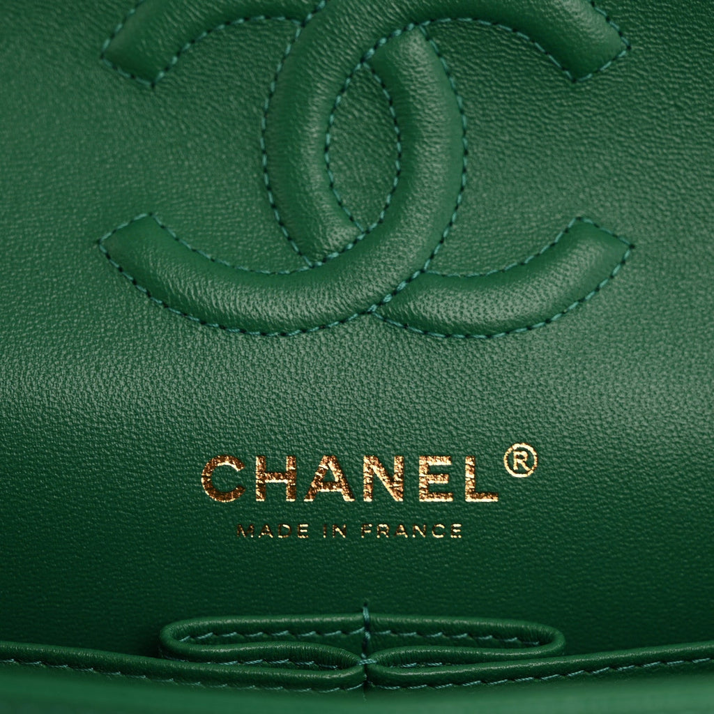 Caviar Quilted Small Double Flap Green