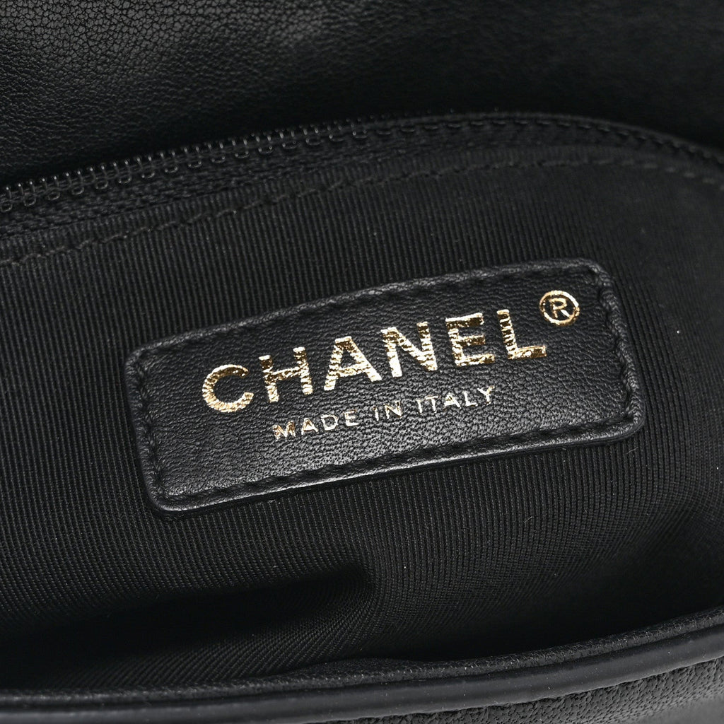 Sheepskin Chevron Quilted Mini Double Chevron Flap Black