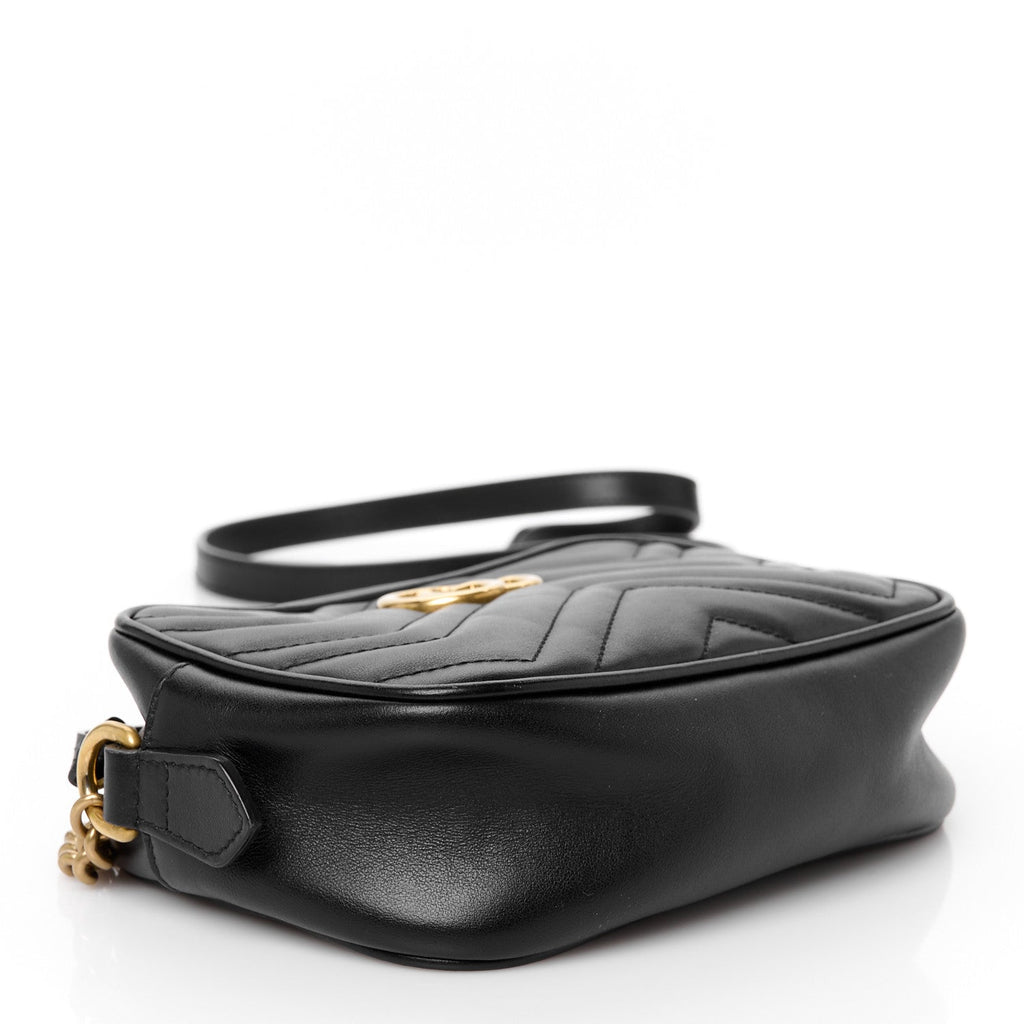 Calfskin Matelasse Mini GG Marmont Chain Shoulder Bag Black