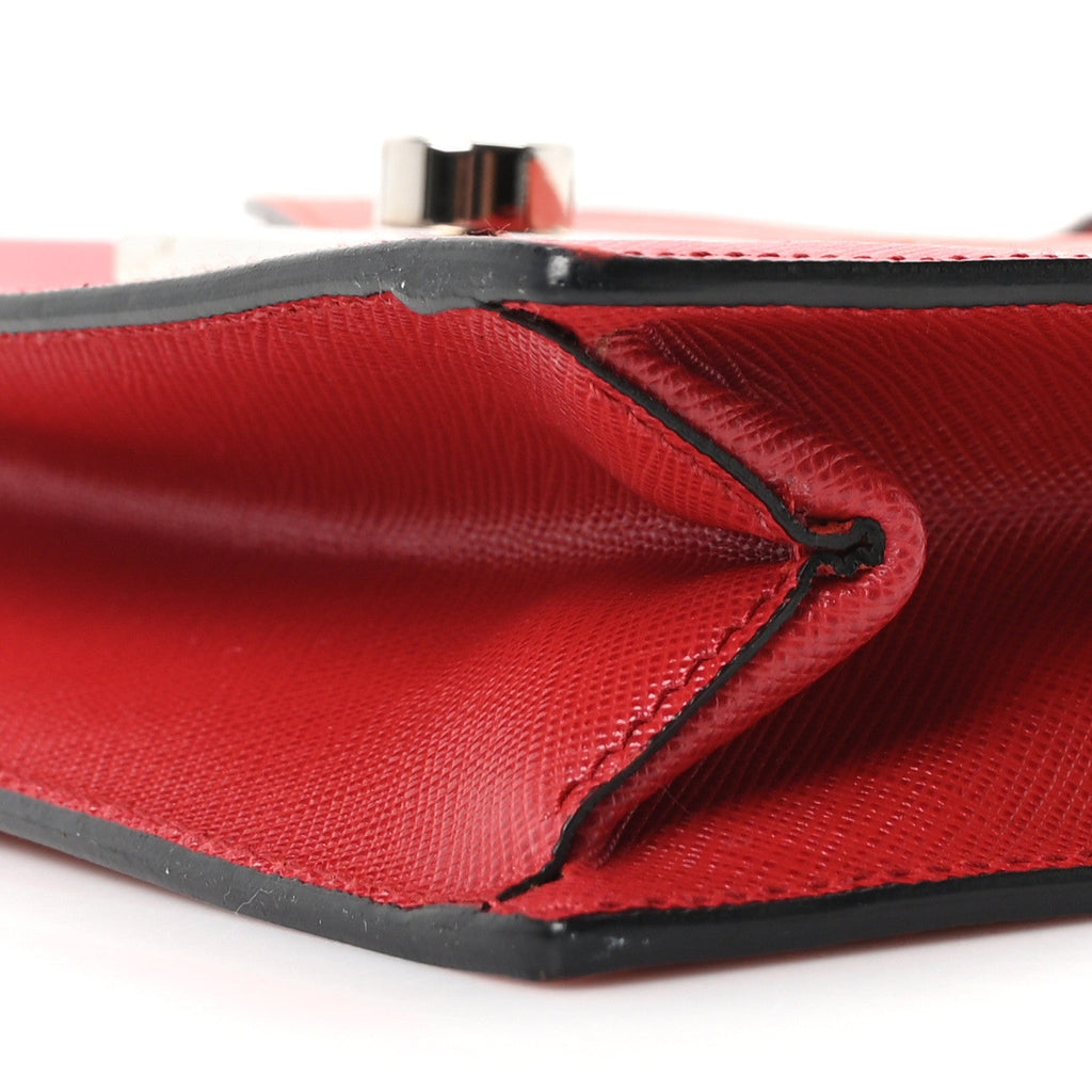 Saffiano Lux Sound Shoulder Bag Fuoco Lacca