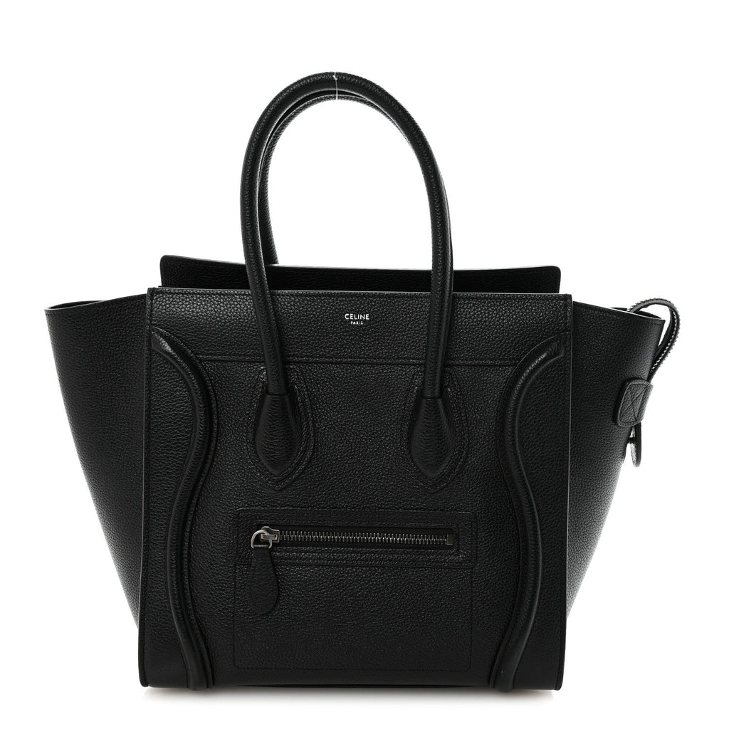 Drummed Calfskin Micro Luggage Black