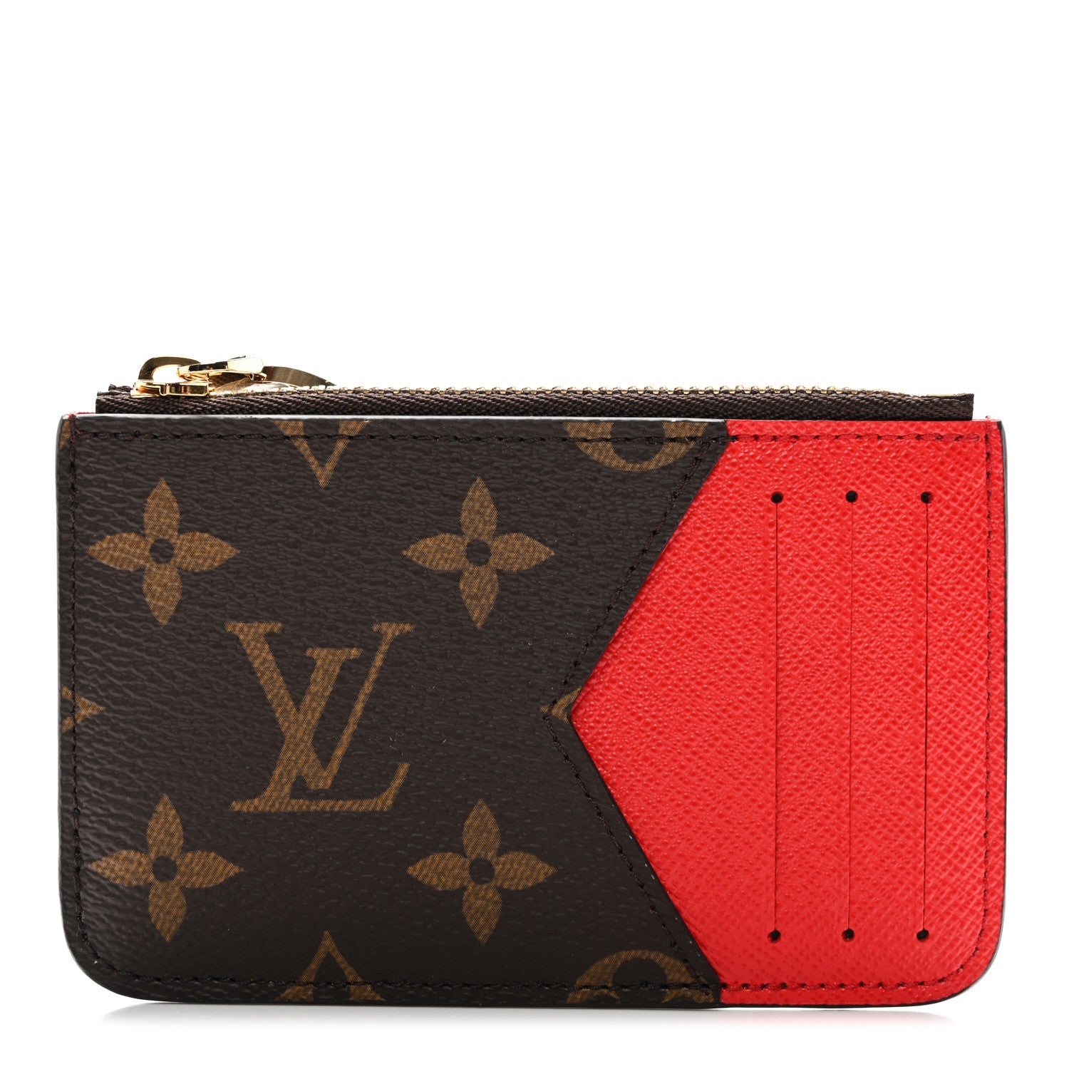 Monogram Zipped Romy  Holder Red