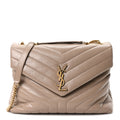 Calfskin Y Quilted Monogram Medium Loulou Chain Satchel Dusty Grey