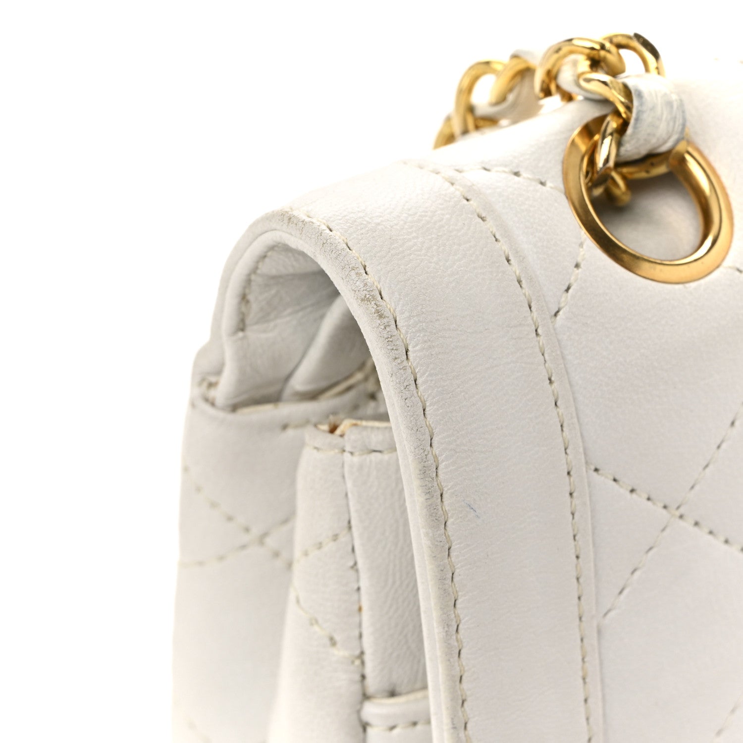 Lambskin Quilted Small Flap White