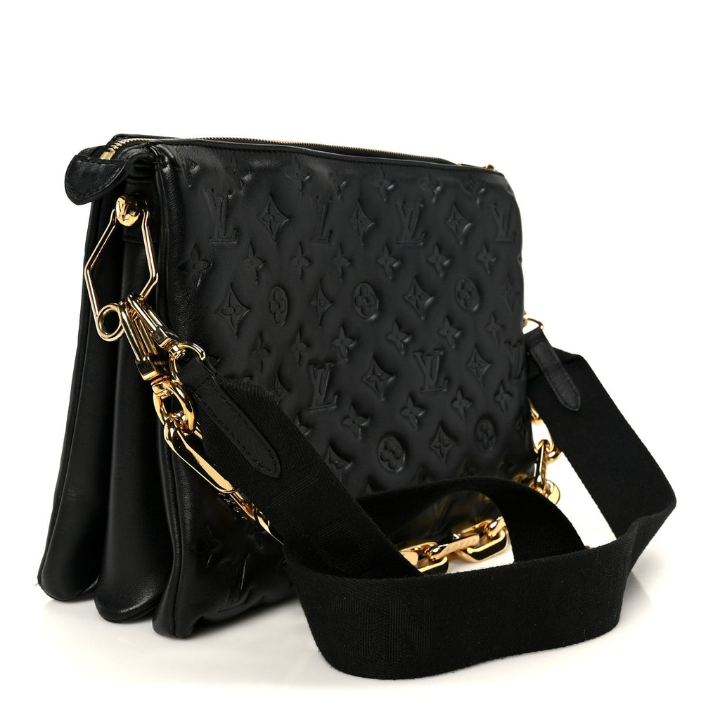 Lambskin Embossed Monogram Coussin MM Black