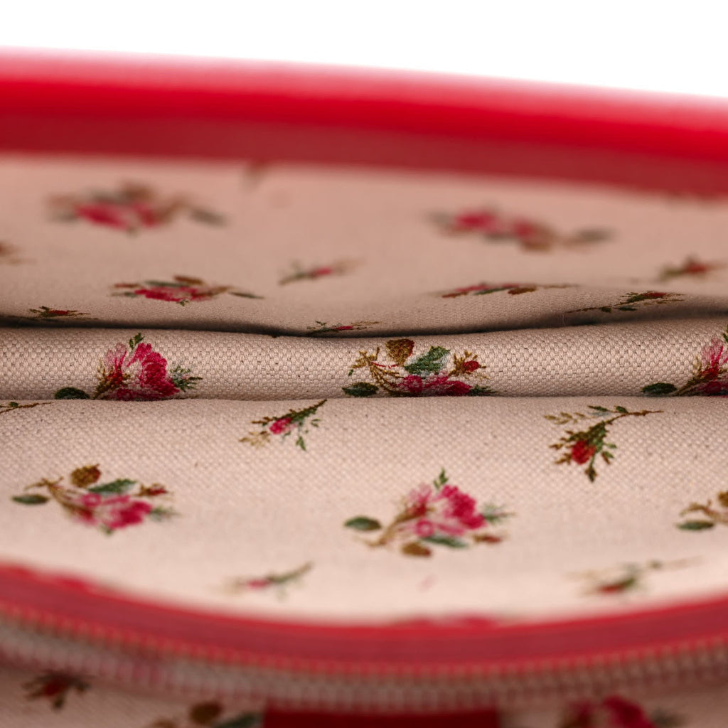 Calfskin Web Floral Embroidered Small Dionysus Shoulder Bag Hibiscus Red