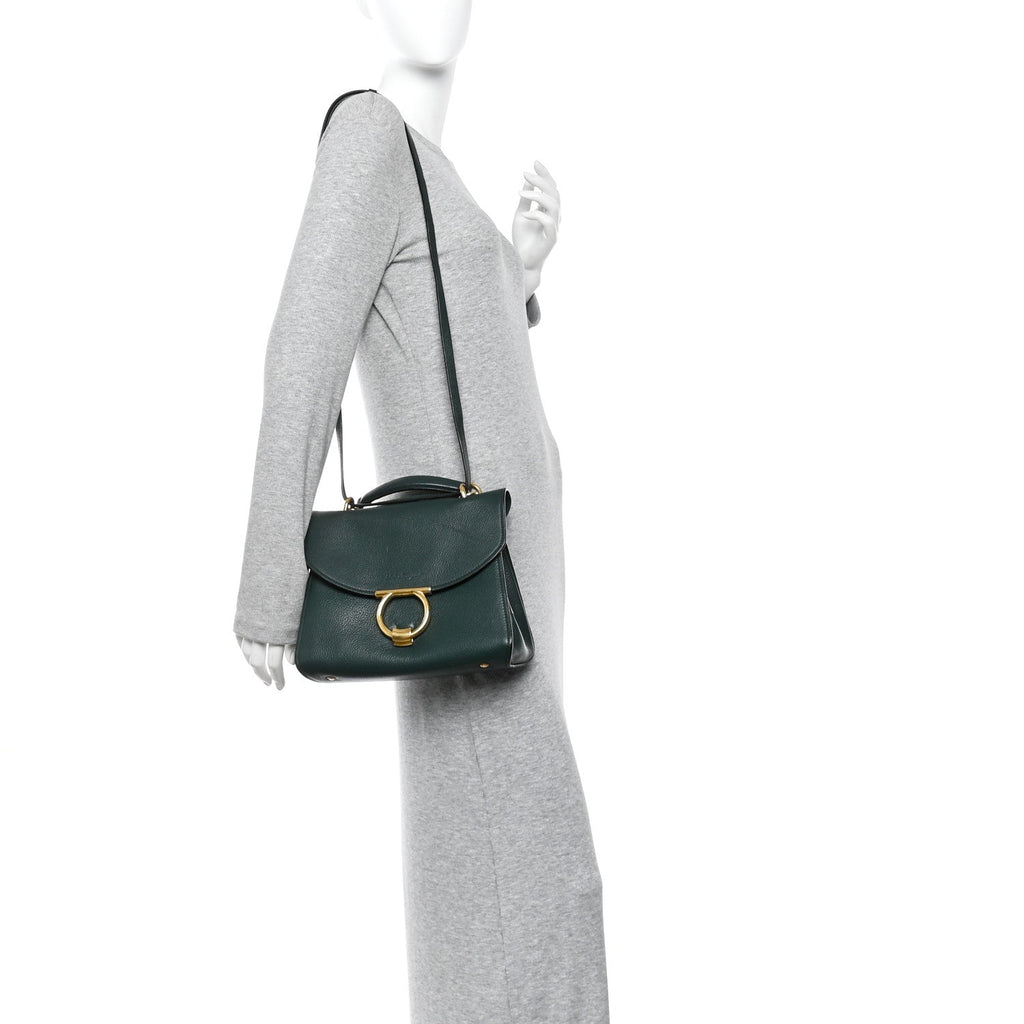 Calfskin Small Margot Top Handle Satchel Verde Olivo