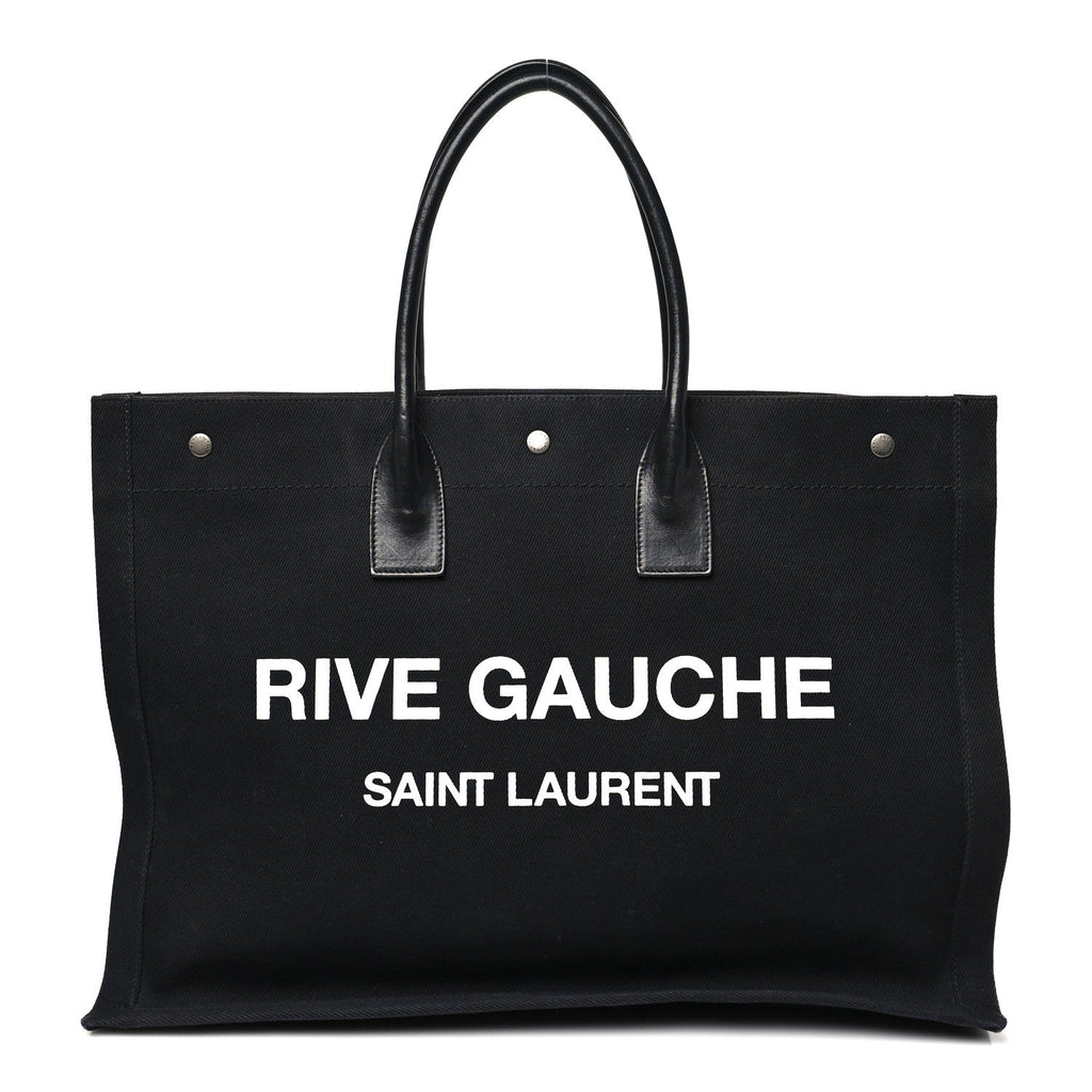 Linen Calfskin Rive Gauche Tote Black