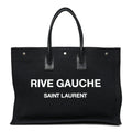 Linen Calfskin Rive Gauche Tote Black