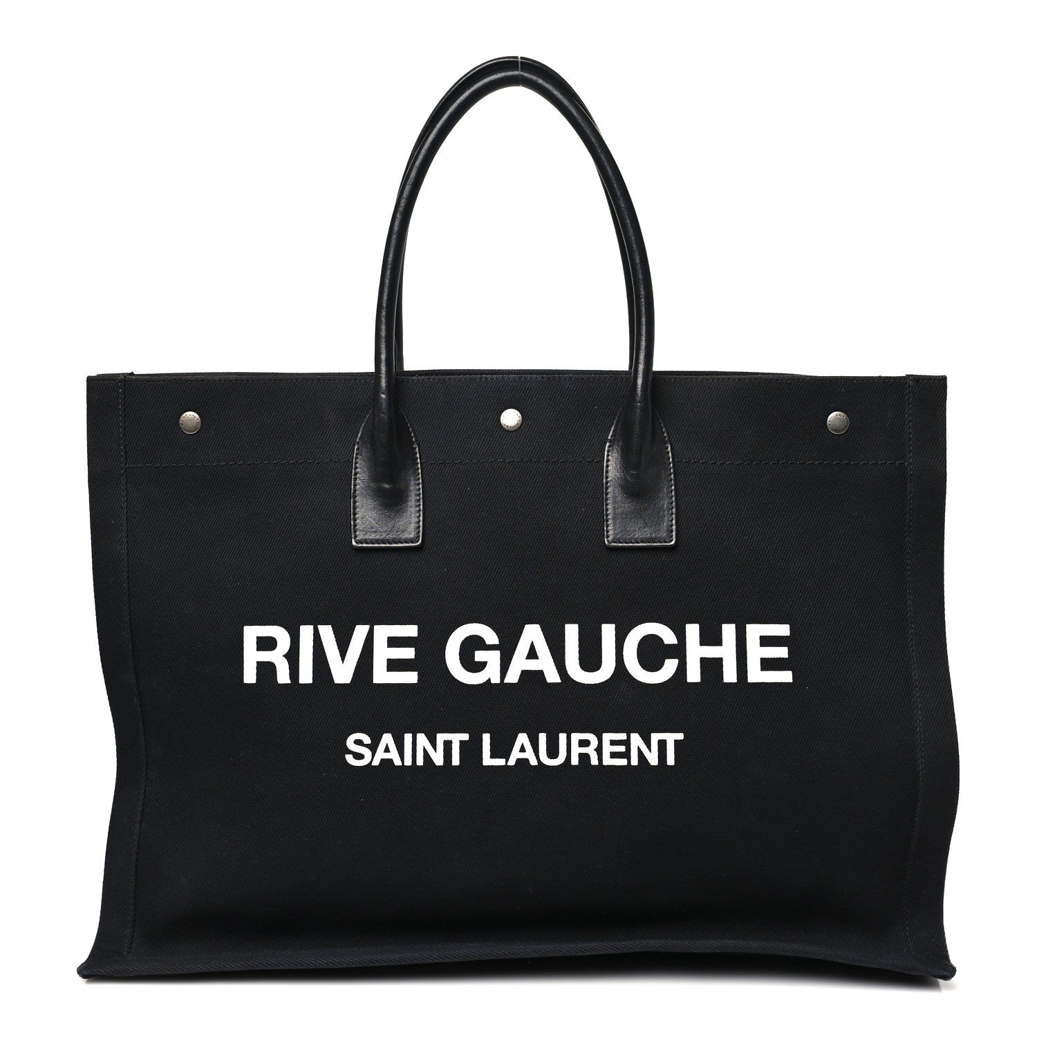 Linen Calfskin Rive Gauche Tote Black