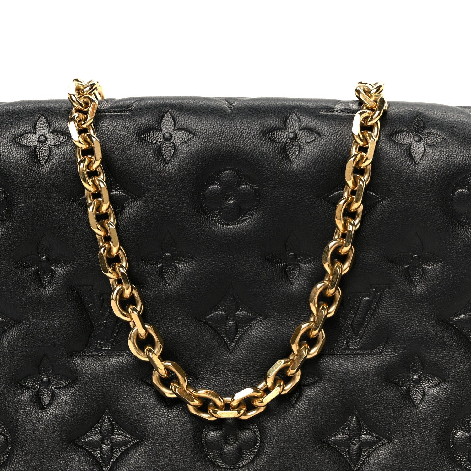 Lambskin Embossed Monogram Pochette Coussin Black