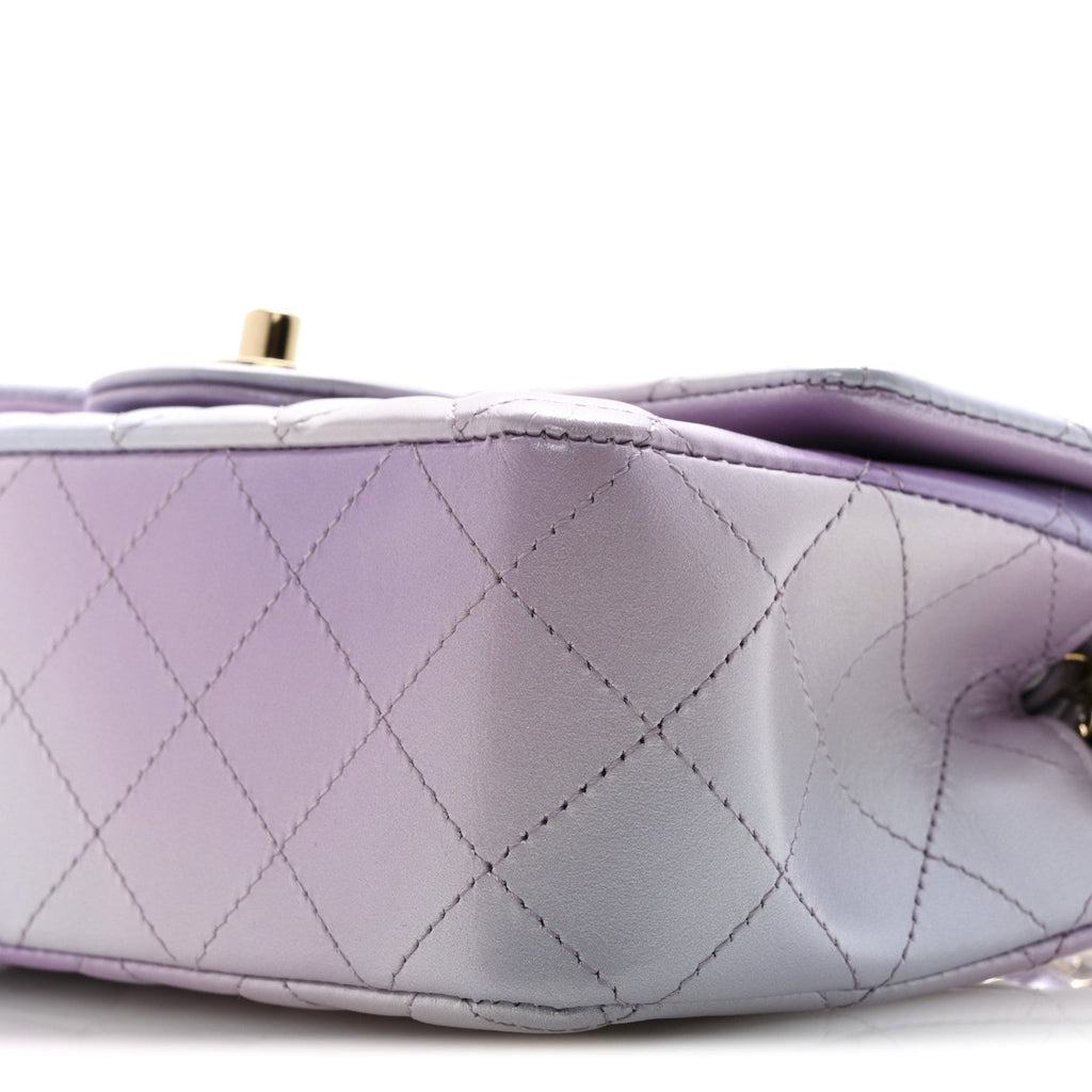 Calfskin Quilted Mini Cloudy Tie Dye Rectangular Flap Purple Blue Pink