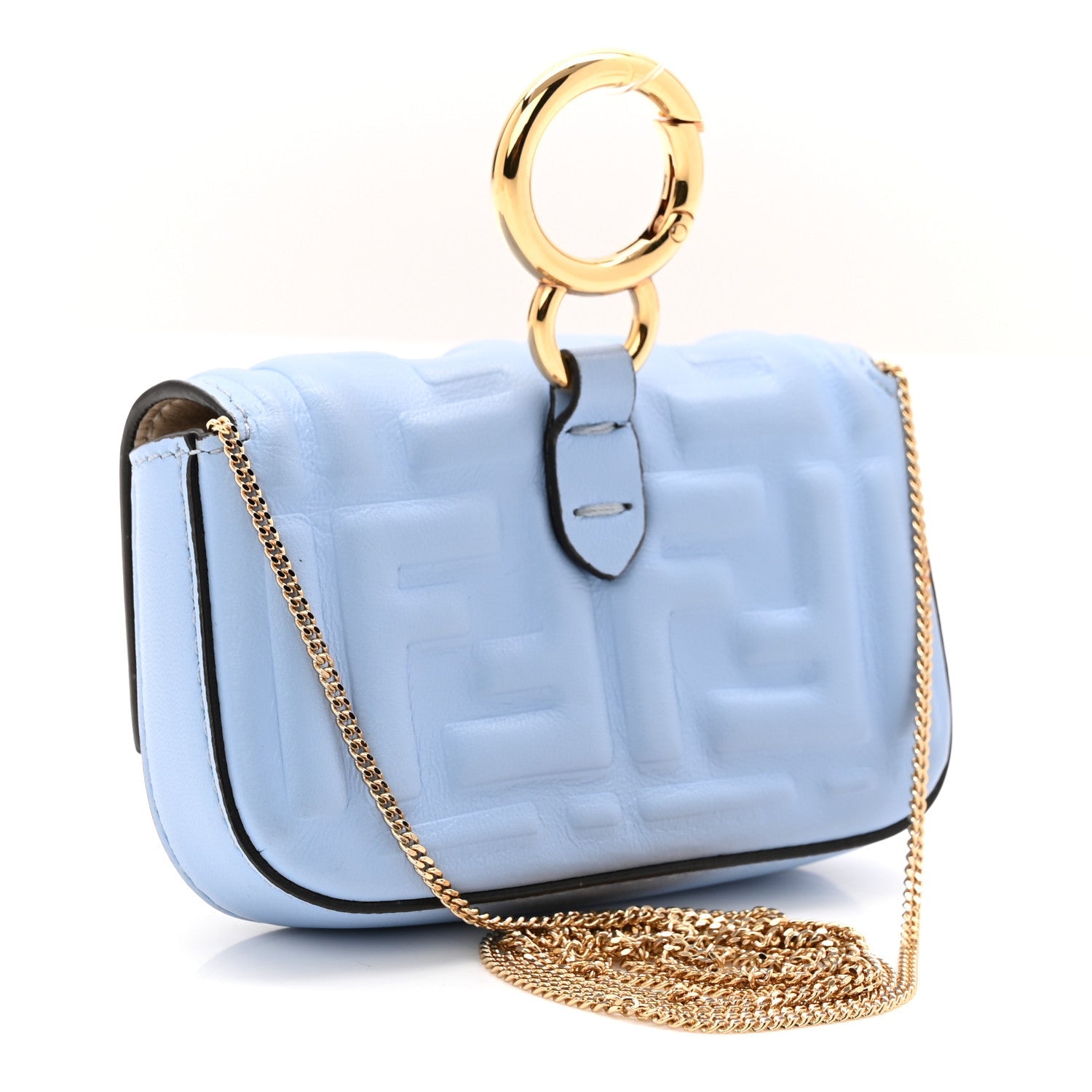 Nappa Matisse FF Embossed Nano Baguette Charm Placid Blue