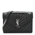 Grain De Poudre Textured Mixed Matelasse Triquilt Medium Monogram Satchel Black