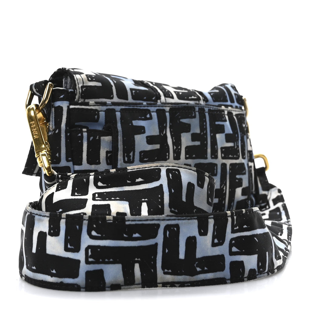 X JOSHUA VIDES Nylon FF Cloudy Mini Belt Baguette Bag White Celeste Black