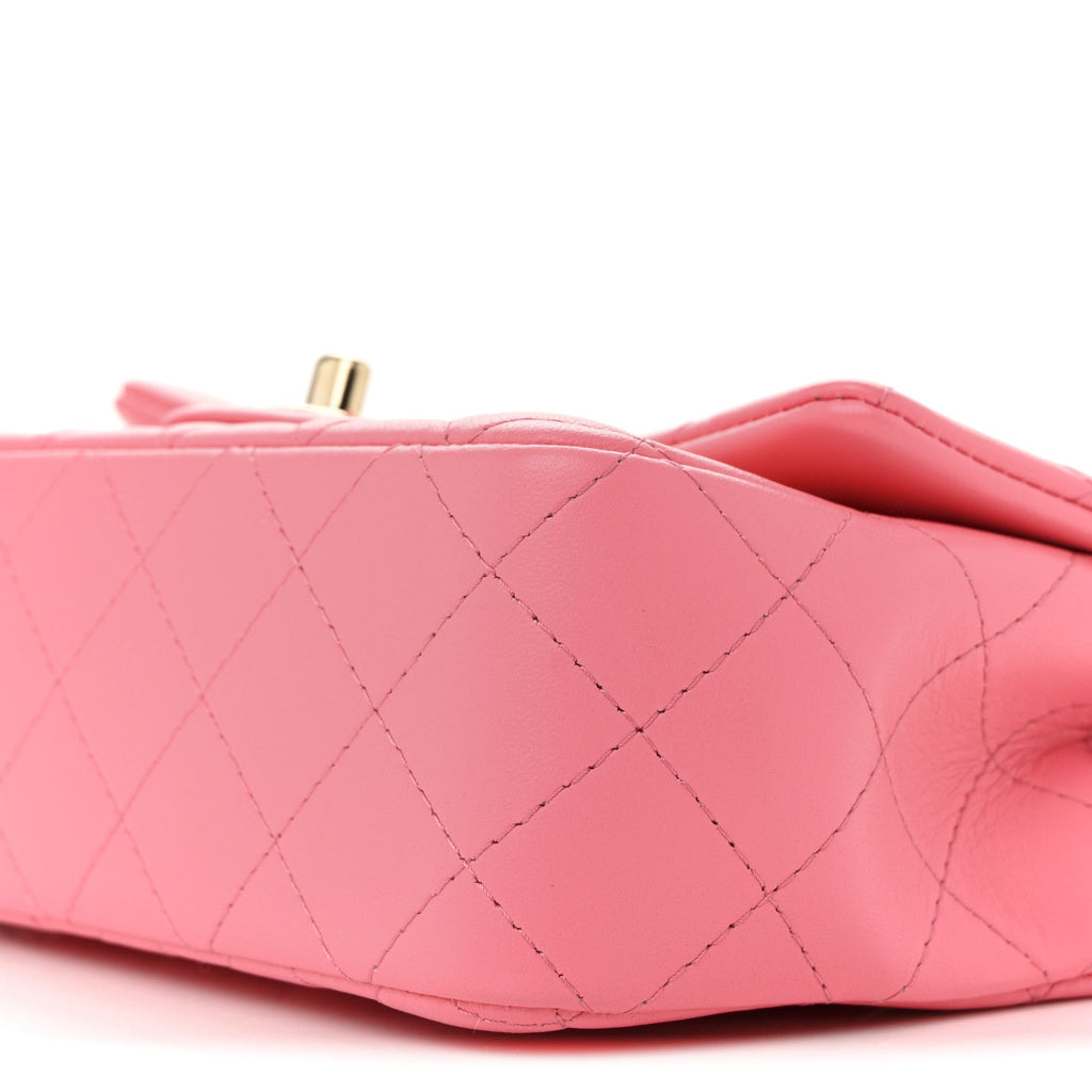 Lambskin Quilted Mini Rectangular Flap Pink