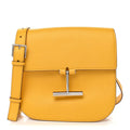 Grained Calfskin Mini T Clasp Tara Crossbody Bag Yellow