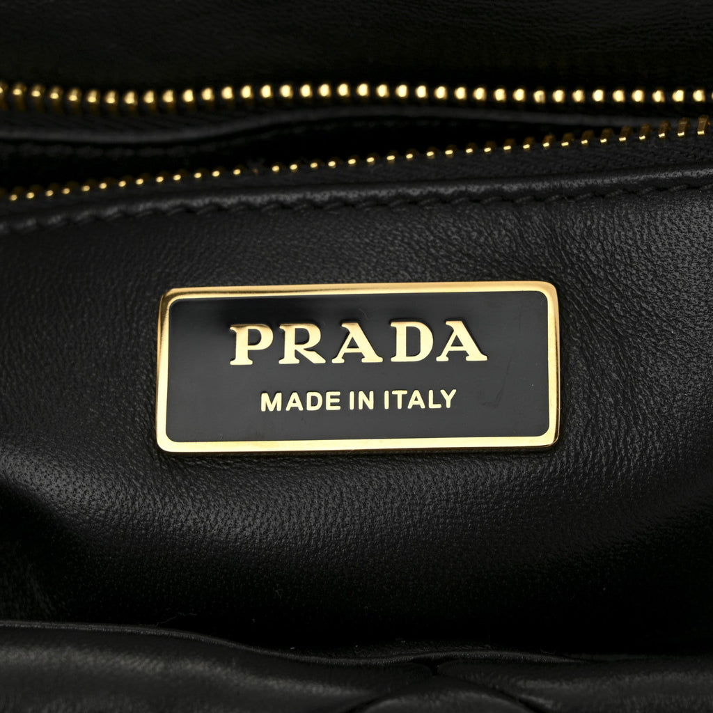 Nappa Metal Quilted Small Patchwork System Flap Bag Black