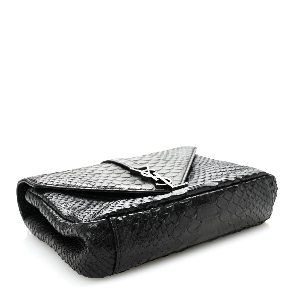 Calfskin Python Embossed Monogram Medium College Bag Black