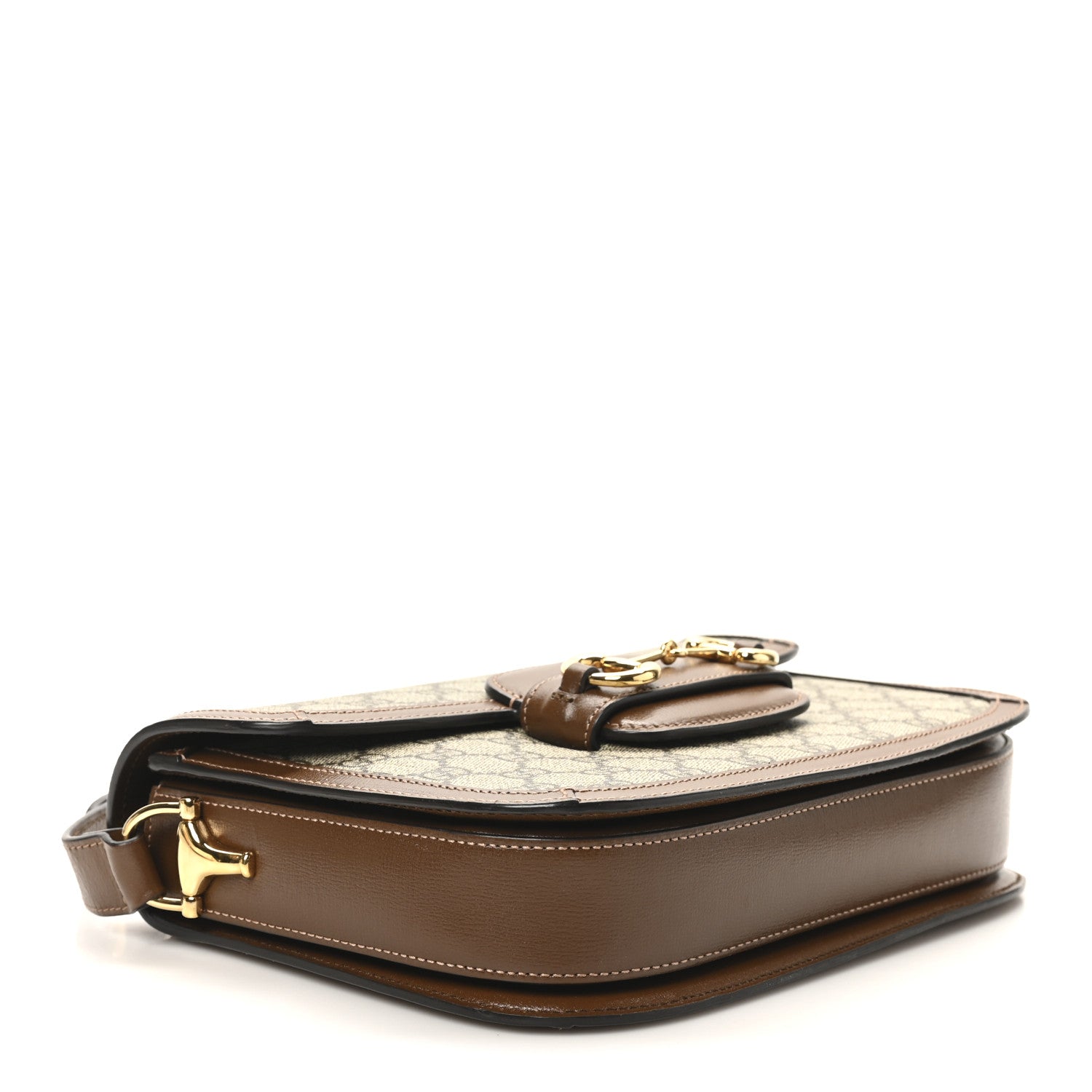 GG Supreme Monogram Horsebit 1955 Shoulder Bag Beige Brown Sugar