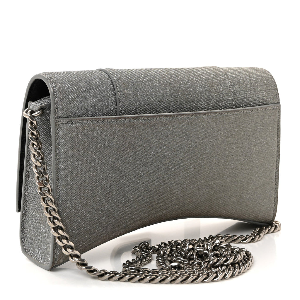 Glitter Fabric Hourglass Chain Bag Grey