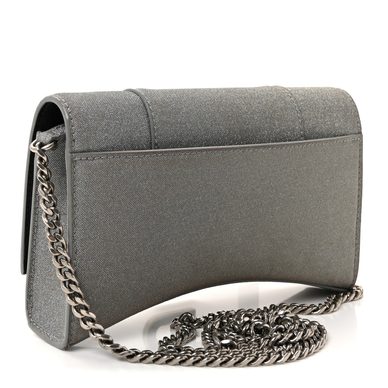 Glitter Fabric Hourglass Chain Bag Grey