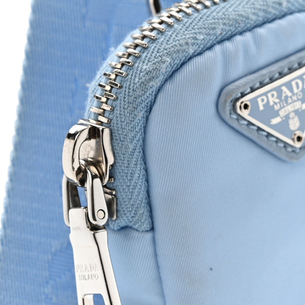 Re-Nylon Quilted Padded Flap Shoulder Bag Celeste