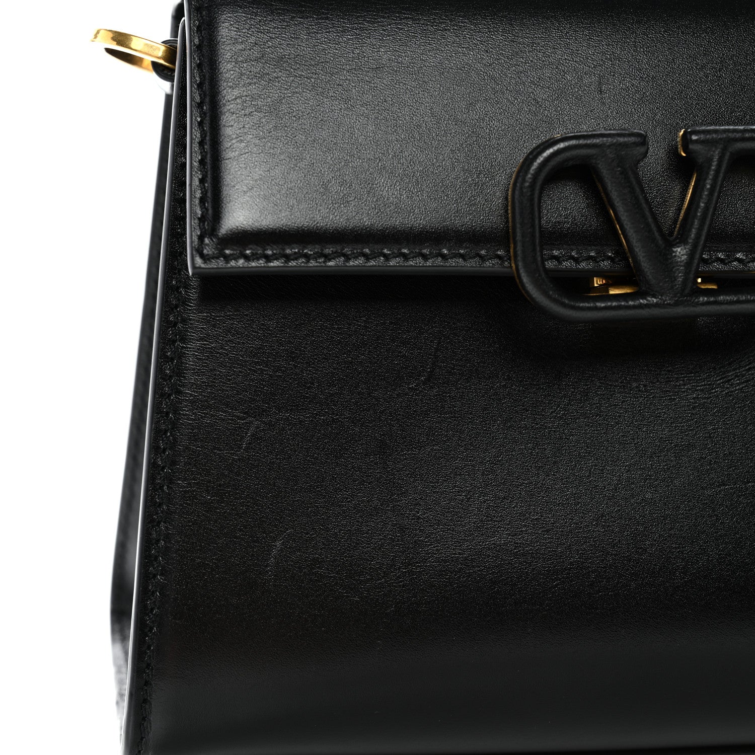 Calfskin Mini VSling Top Handle Bag Black