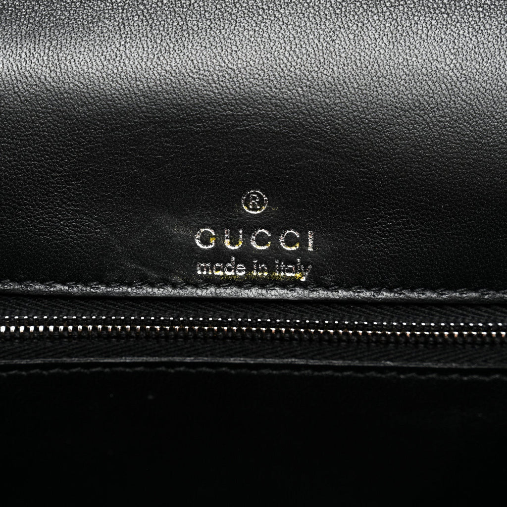 X GUCCI Canvas Boarded Plutone Calfskin Flora Logo Print Small Hourglass Top Handle Bag White Multicolor Black