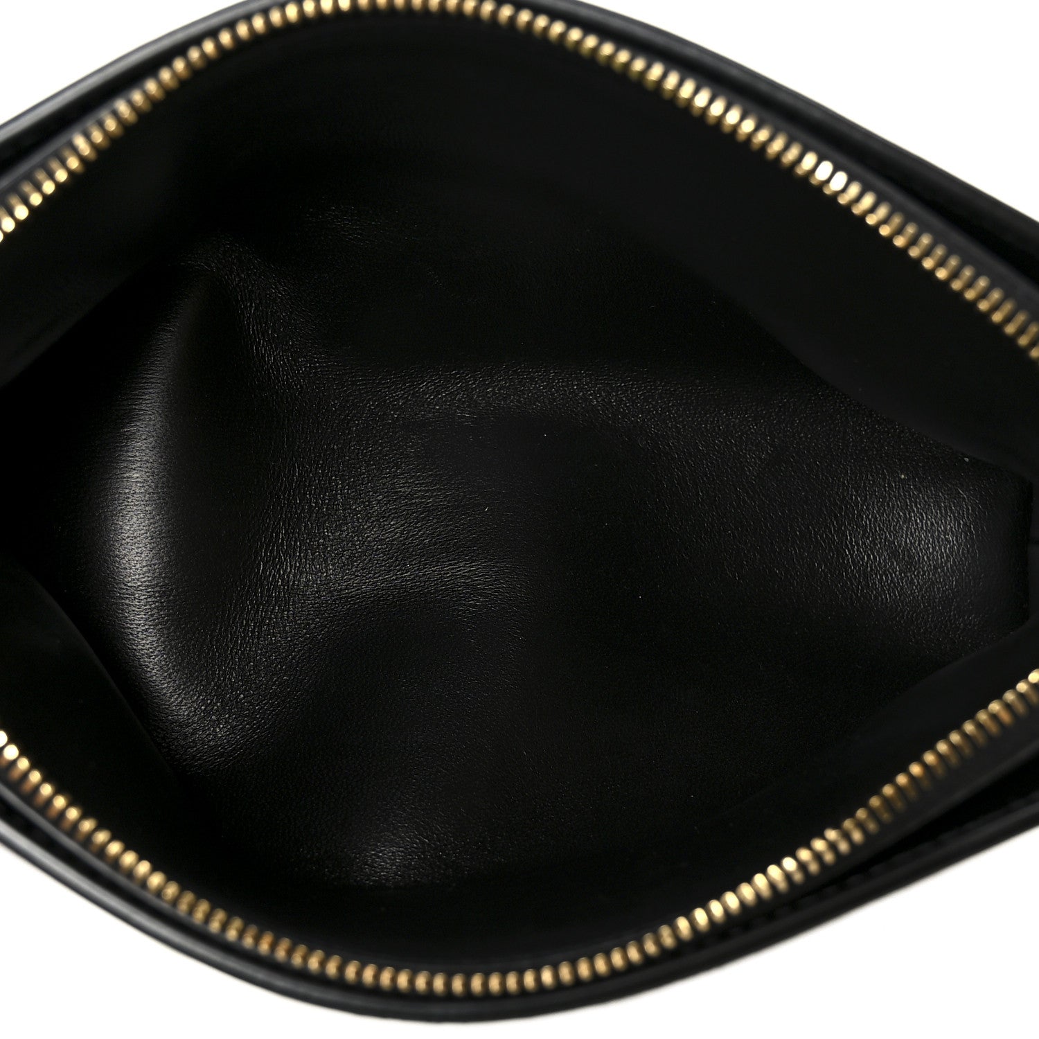 Shiny Calfskin Pouch On Strap Black