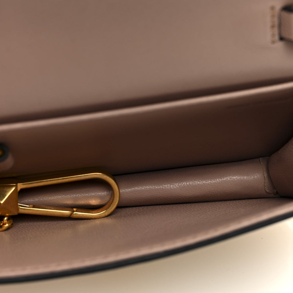 Metallic Calfskin Vlogo Micro Loco Shoulder Bag Platino