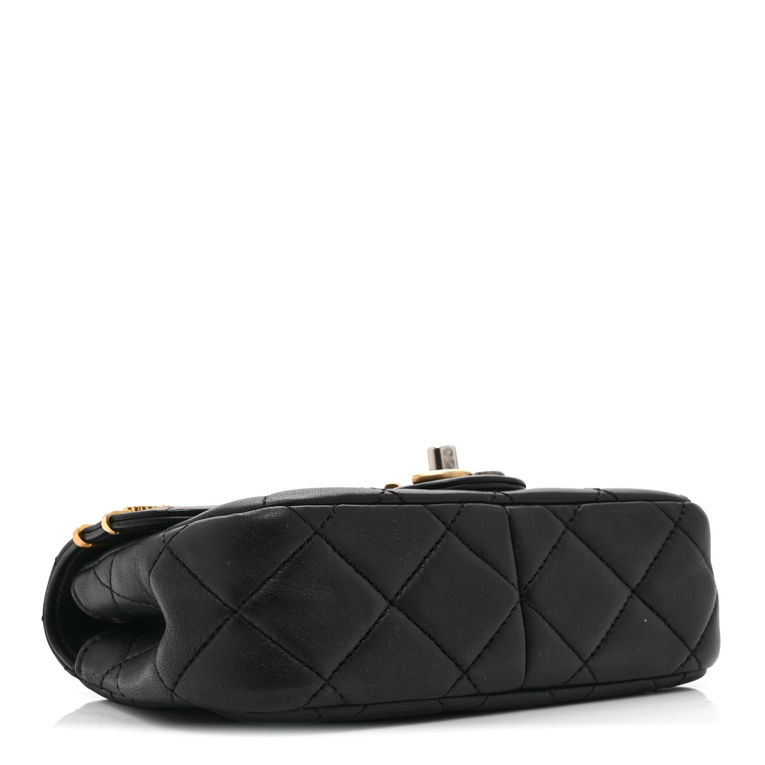 Lambskin Quilted Mini Coco Clips Single Flap Black