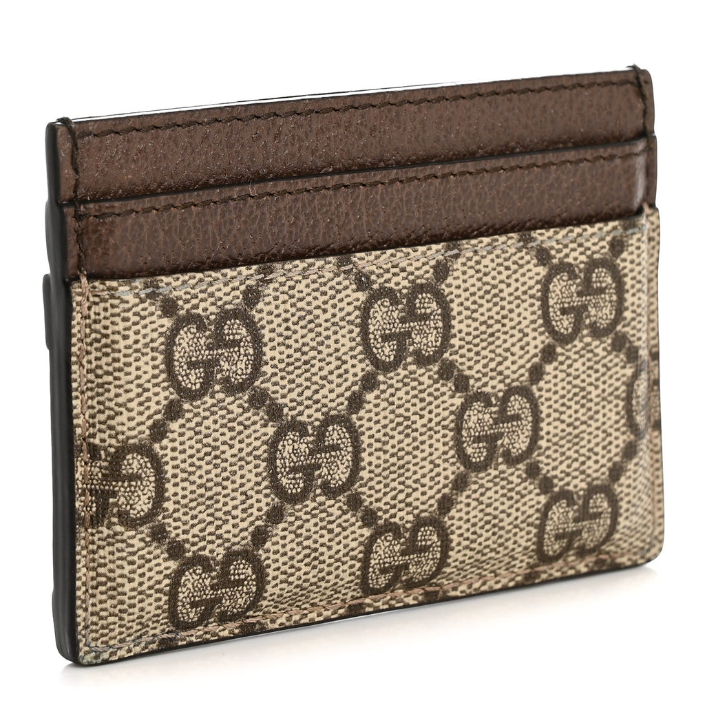 GG Supreme Monogram Textured Dollar Calfskin Ophidia  Holder Beige Ebony New Acero