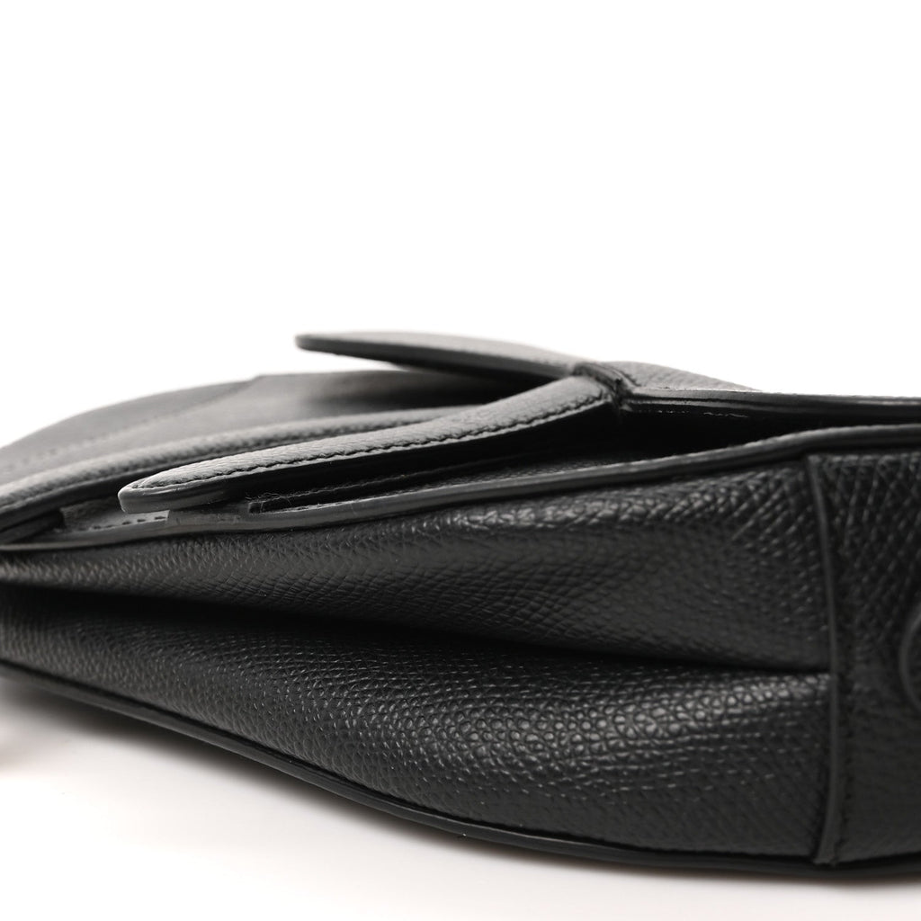 Grained Calfskin Mini Saddle Bag Black