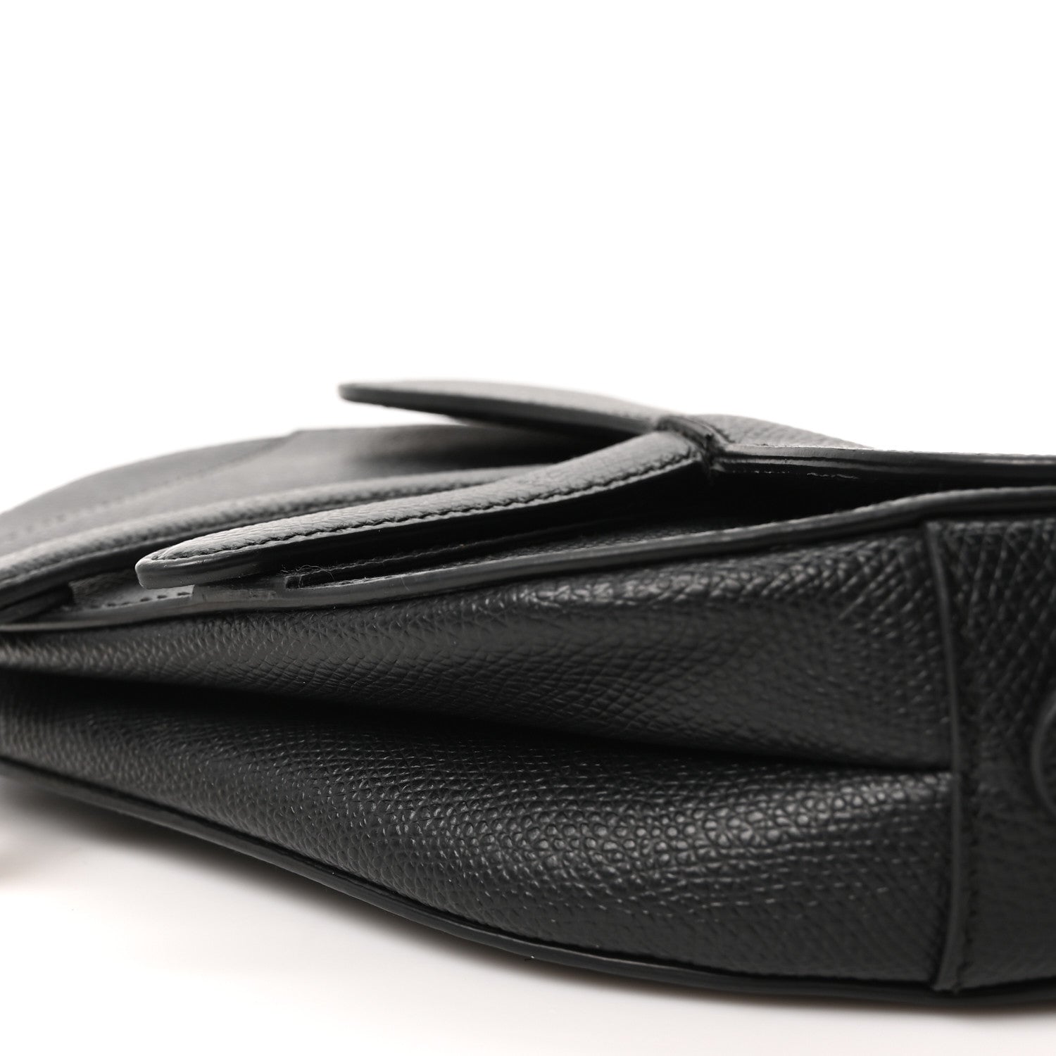 Grained Calfskin Mini Saddle Bag Black