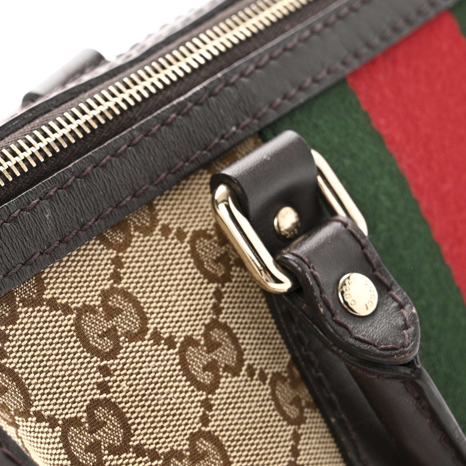Monogram Selleria Calfskin Vintage Web Medium Boston Dark Brown