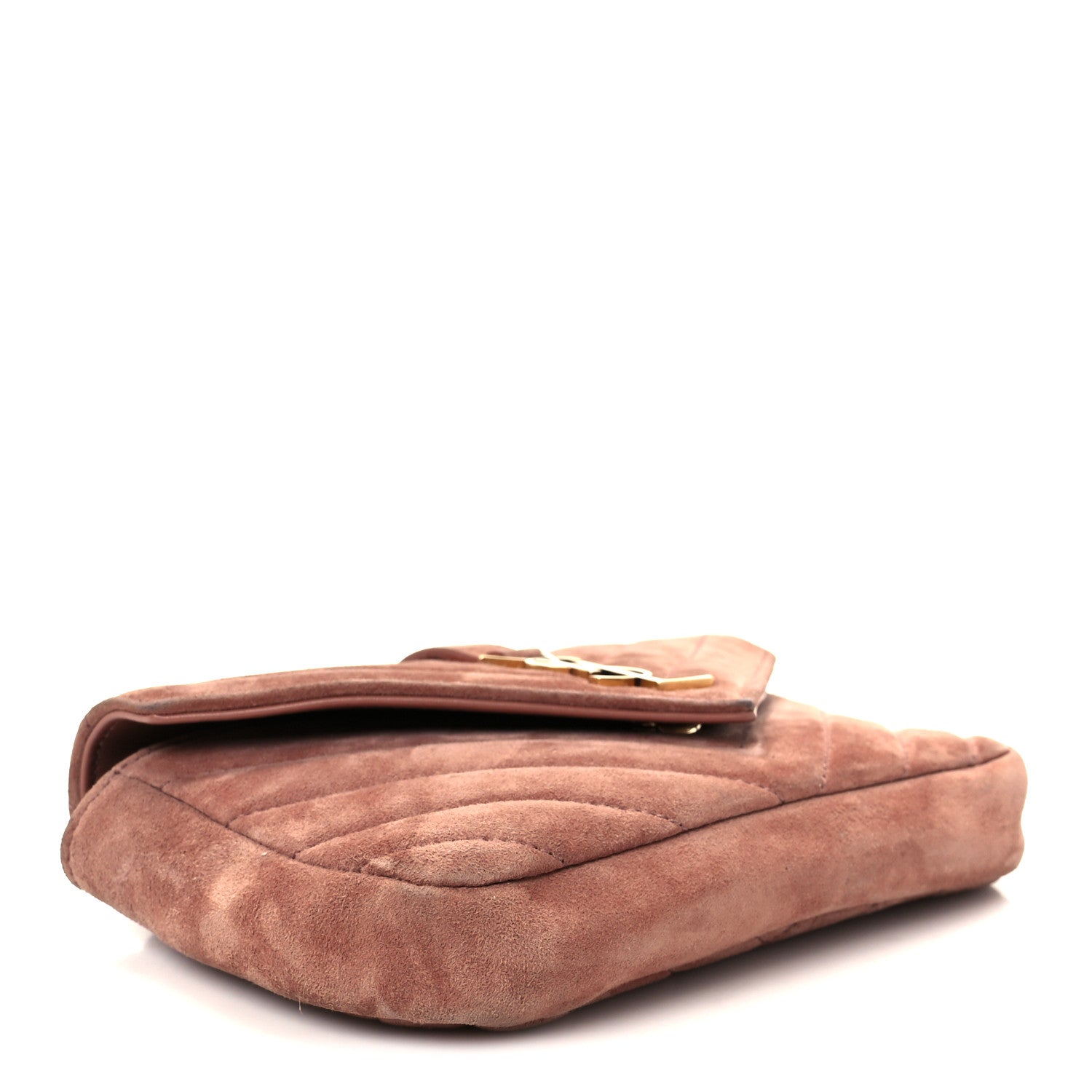 Suede Matelasse Chevron Monogram Mini College Bag Barely Pink