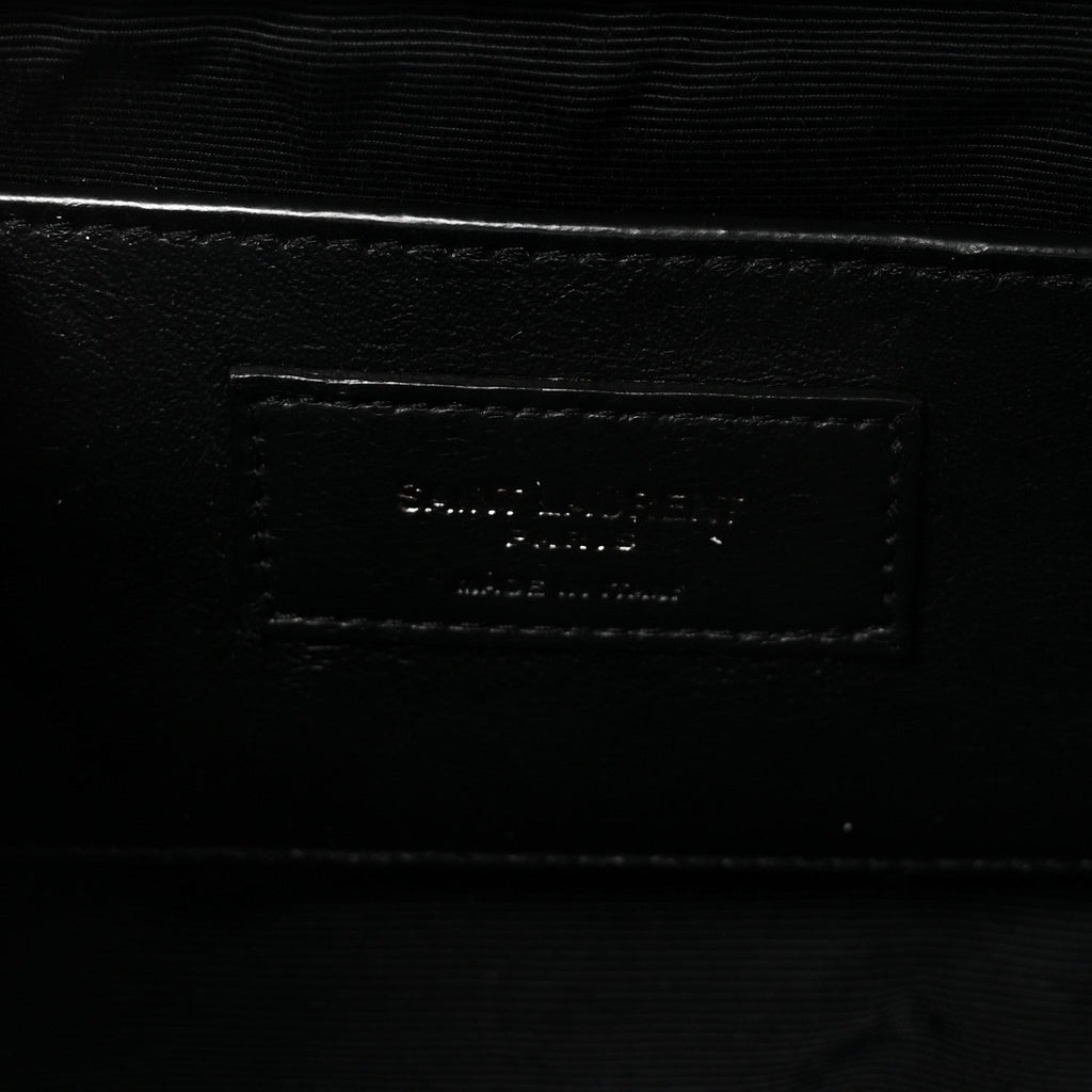 Grain De Poudre Textured Mixed Matelasse Triquilt Small Monogram Monochrome Satchel Black