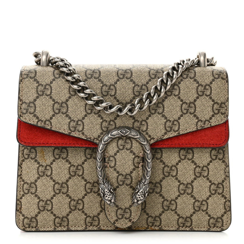 GG Supreme Monogram Mini Dionysus Shoulder Bag Hibiscus Red