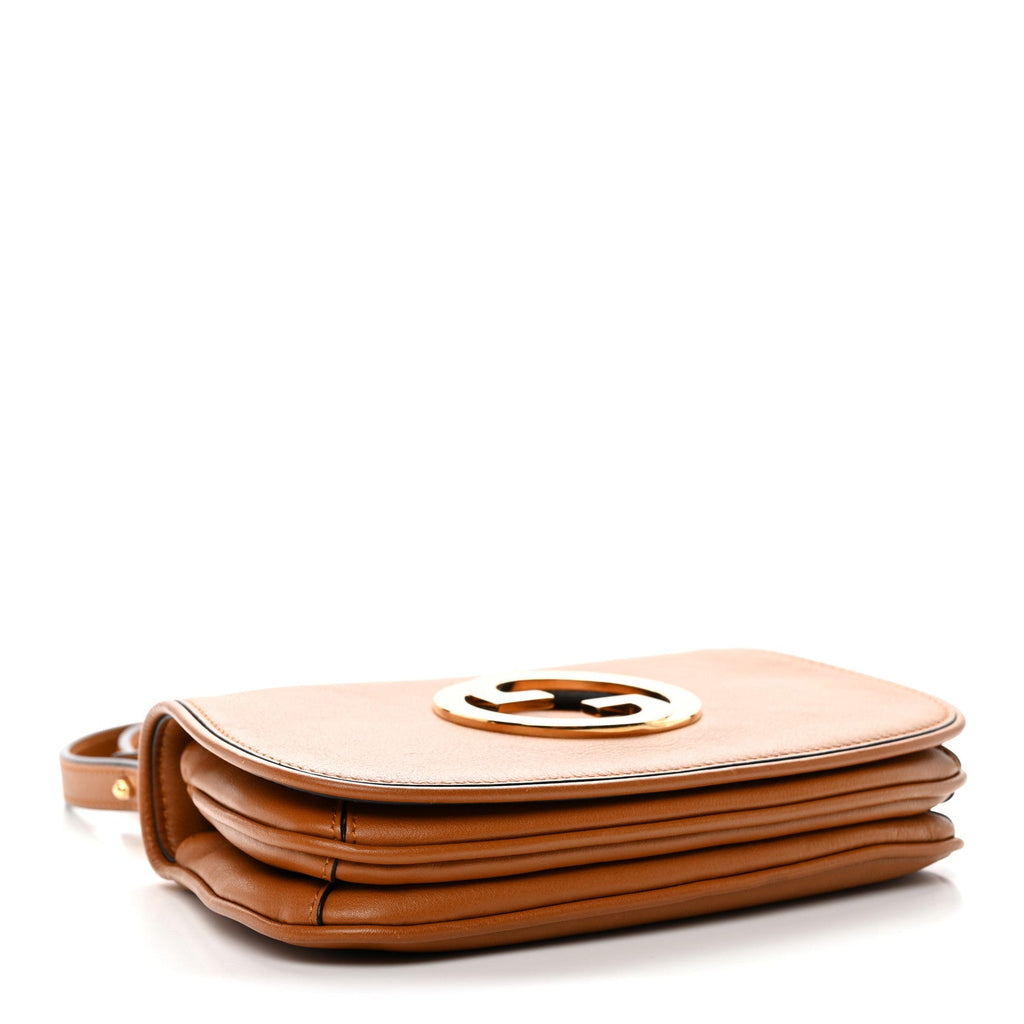 Roxy Calfskin Web Mini Blondie Shoulder Bag Cognac