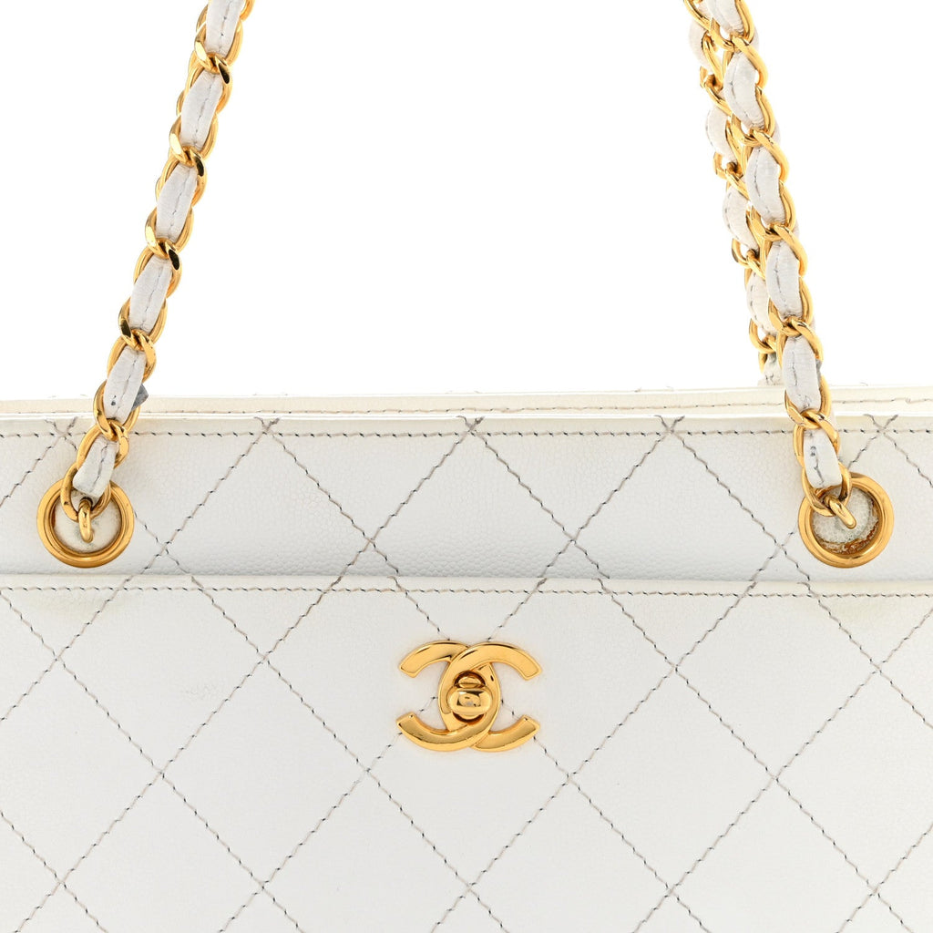 Caviar Quilted Shoulder Bag White